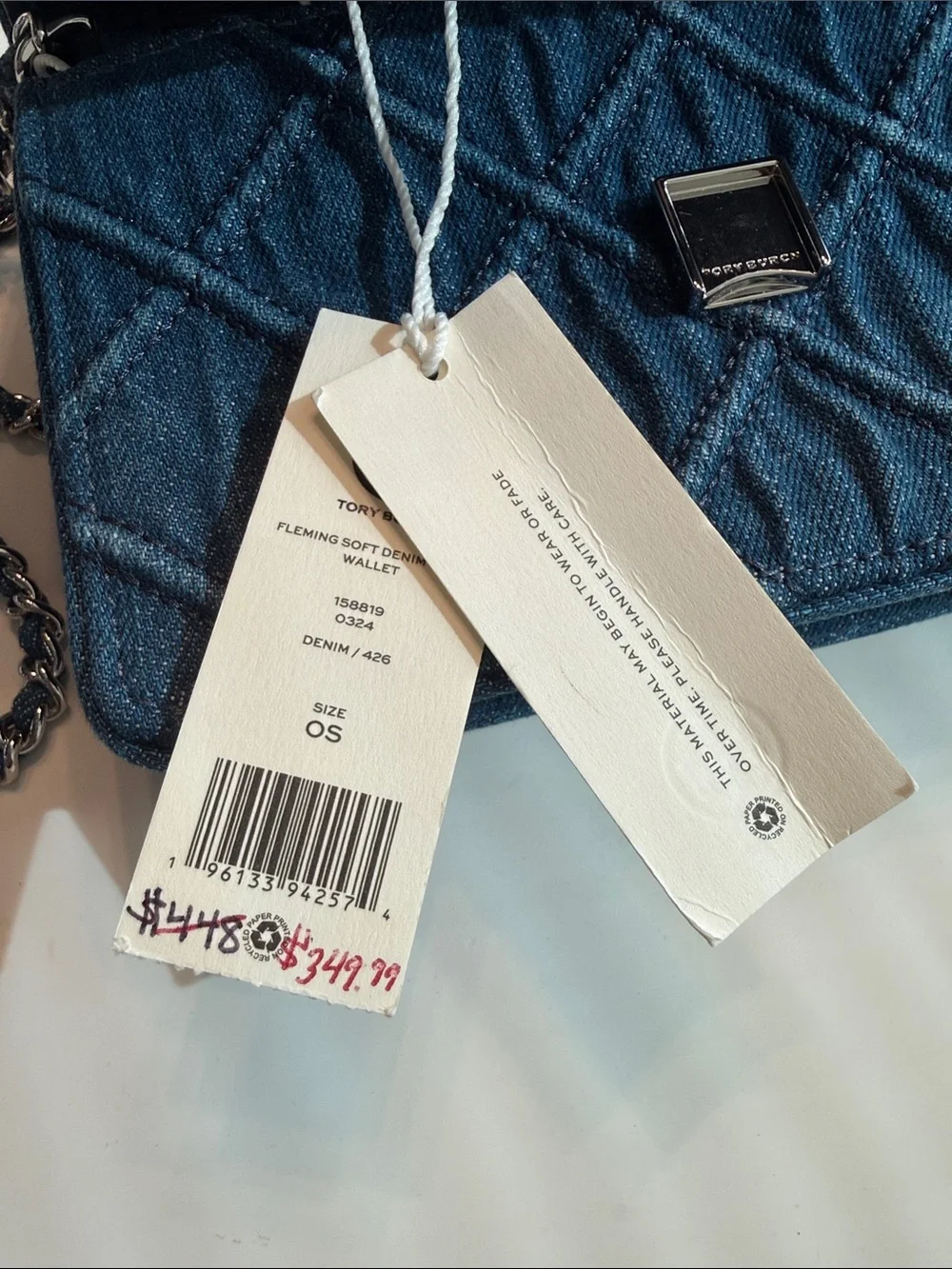 Tory Burch Quilted Denim Chain Crossbody - Blue
